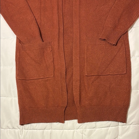 Rust Long Cardigan Pocket Sweater size S - Picture 2 of 9